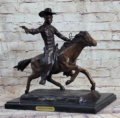 Frederic REMINGTON Bronze Sculpture Cowboy on Horse Western Art Old West 15'' x 1