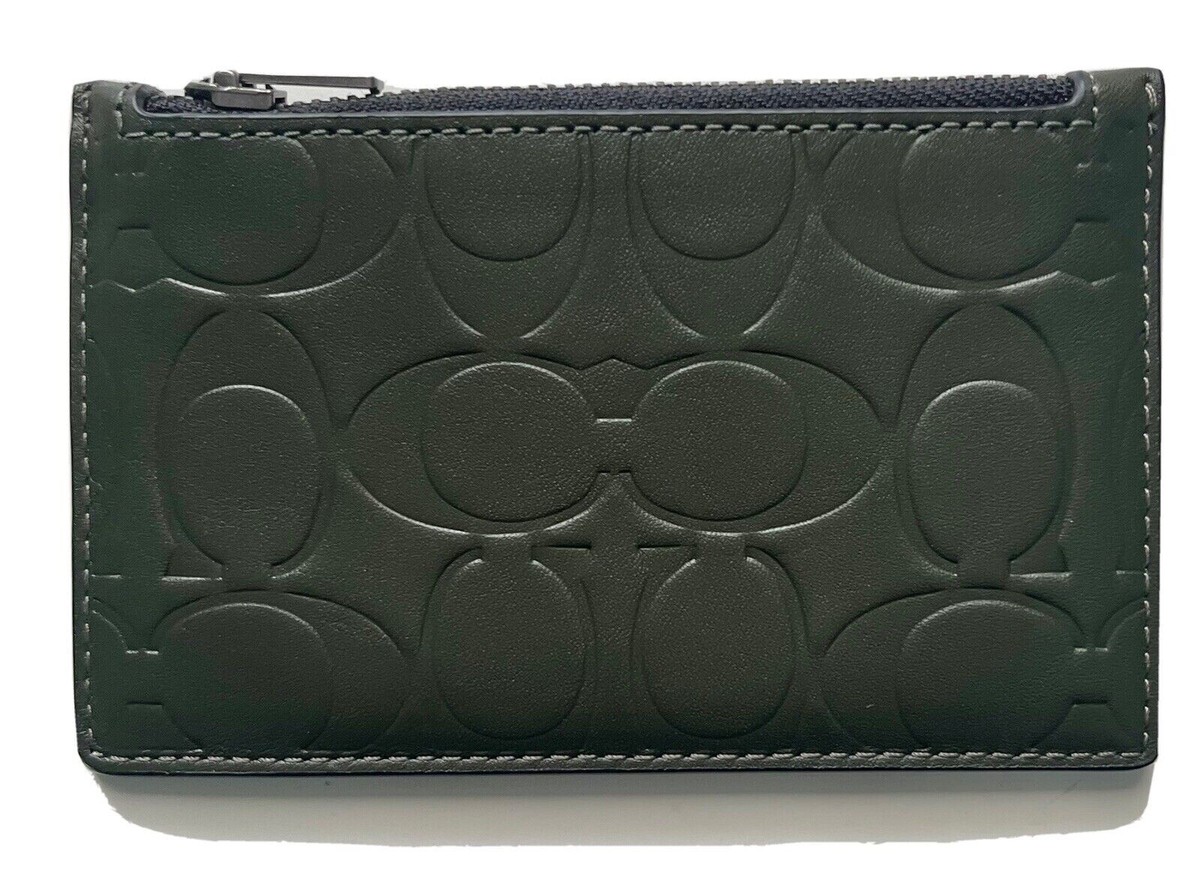NWT COACH DARK SHAMROCK SIGNATURE LEATHER ZIP CARD CASE C9993 | eBay