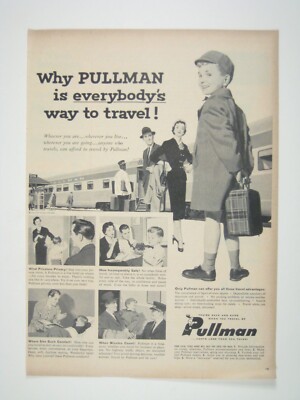 Vintage 1956 Pullman Train Travel Ad Retro Print MOD Fashion
