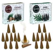 Incense Cones Combo Pack - 10 Cedar + 10 Pine Scented Cones Cedar Pine
