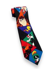 Vintage Looney Tunes Mania Daffy Marvin the Martian Tweety Taz Silk Necktie