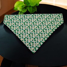 St Patricks Day Patch Shamrocks Dog Bandana Over Collar Bandanas Slide Scarf