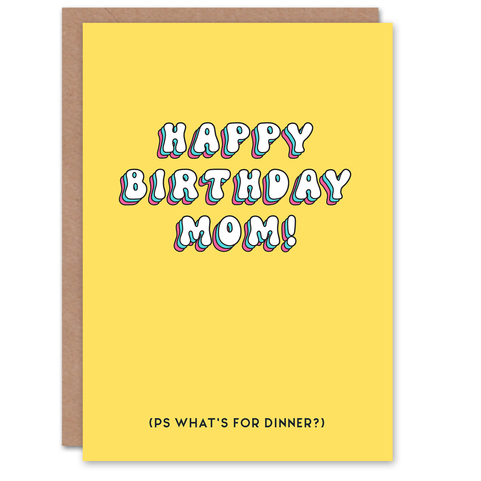 Birthday Card PS What's for Dinner Mom Funny Humour Joke For Mum Greeting Card