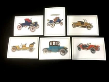 BLANK Greeting Note Cards Antique Cars Auto Set of 6 - No Envelopes 4x7" Sweden