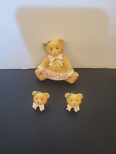 Cherished Teddies Christmas Brooch Lapel Pin And Earrings Set