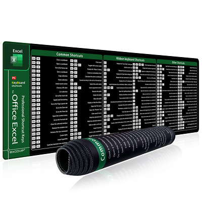 Excel Shortcuts Mouse Pad Large Extended Office Computer Desk Mat Big Keyboard M
