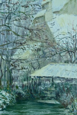 Beautiful Painting Impressionist Effect Of Snow Landscape Oise Mill Giran-Max