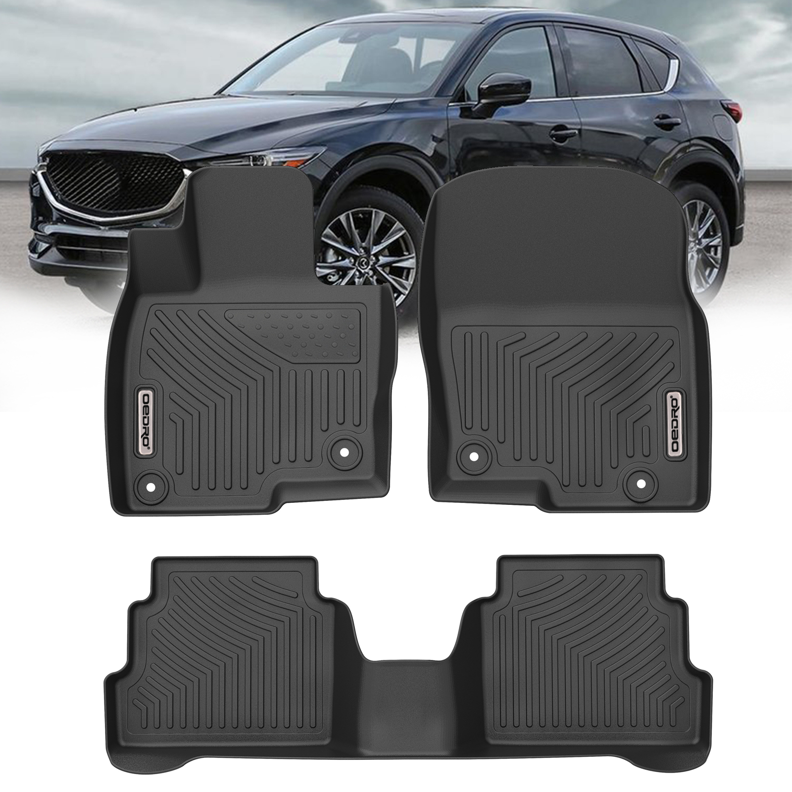 OEDRO Floor Mats for 2017-2025 Mazda CX-5 2nd Row Liner Black TPE All-Weather