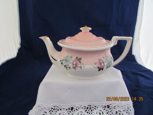 GIBSONS PINK FLORAL GEORGIAN TEAPOT - Picture 1 of 6
