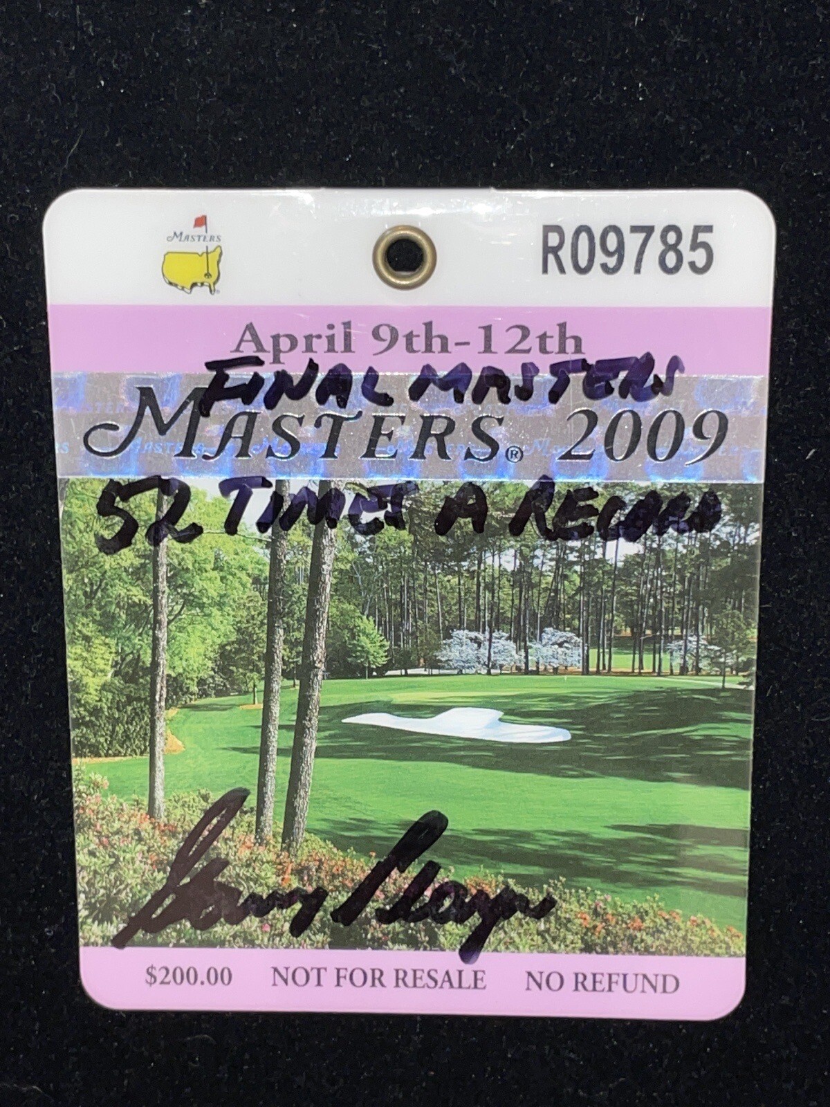 Gary Player Autographed Signed 2009 Masters Badge Inscribed Golf Legend South Africa JSA COA 