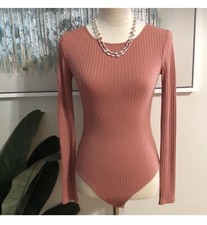 Forever 21 Long Sleeve Bodysuit Size S  Necklace Included