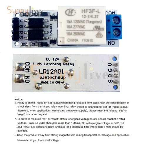 DC 12V 10A Magnetic Latching Relay Module Holding Switch Self-locking Module - Picture 4 of 9