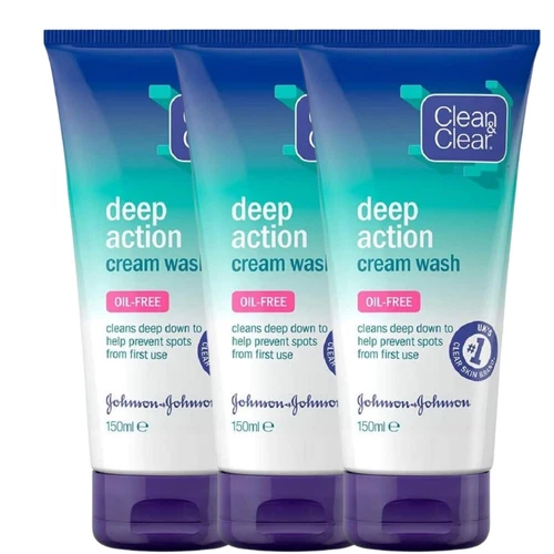 Clean and Clear Deep Action Cream Wash 150ml - Pack 3 - Picture 1 of 2