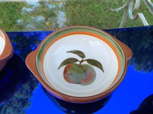 Stangl Orchard Song Lug-Handled Soup Oatmeal Bowl Factory Second Excellent Cond.