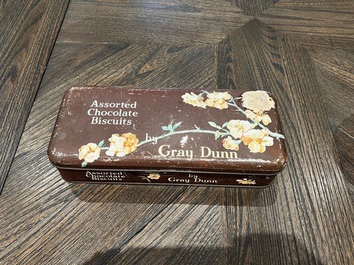 Vintage Gray Dunn verschiedene Schokoladenkekse Blechdose Blumen