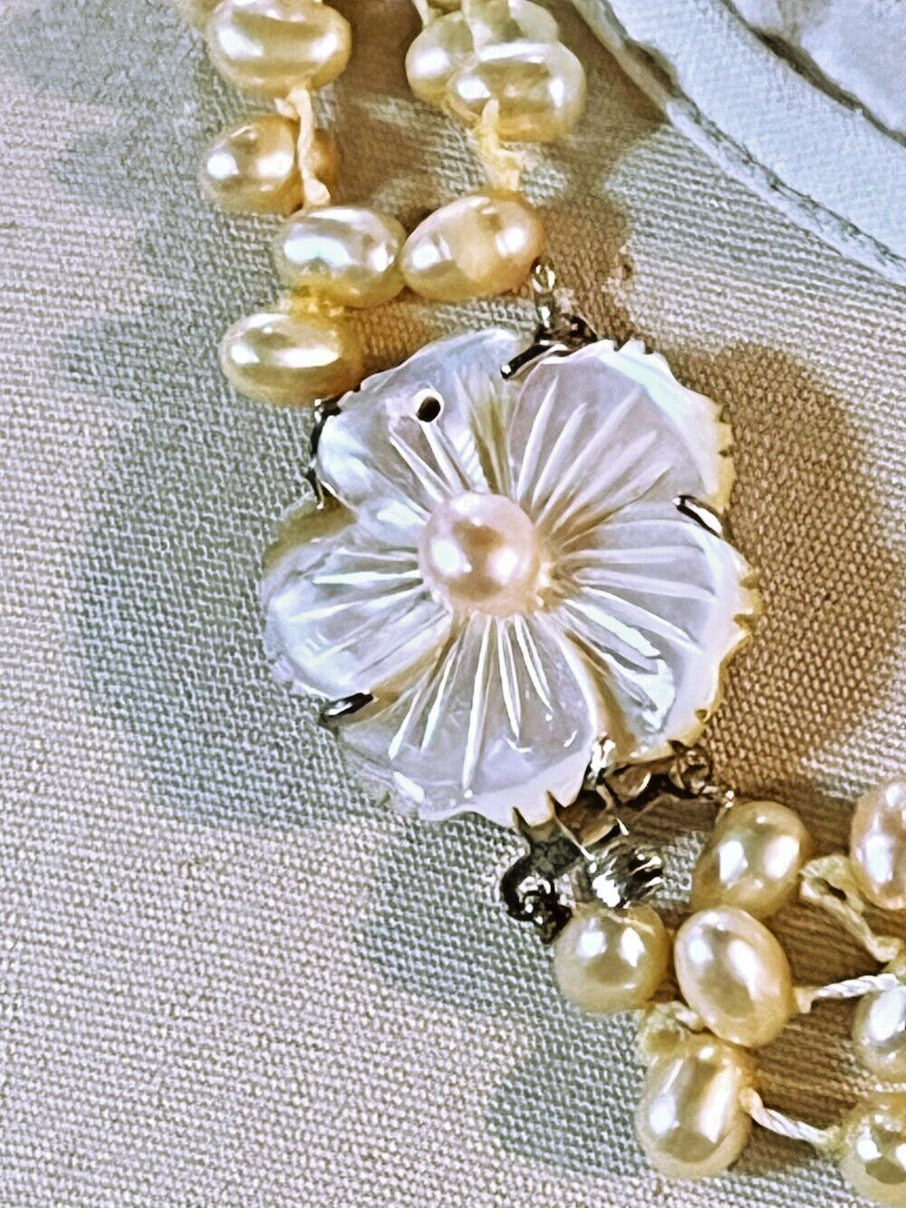 UNIQUE SEED PEARL SHELL MULTISTRAND NECKLACE STAR… - image 3