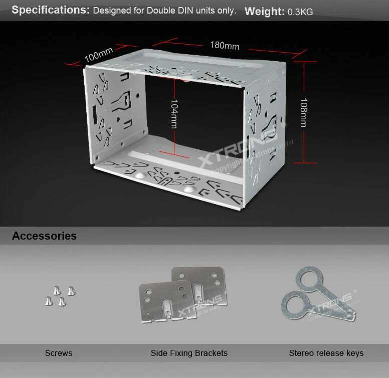 Universal Double 2-DIN Radio Stereo Universal Replacement Fitting Cage Kits 1pc - Image 2 of 4