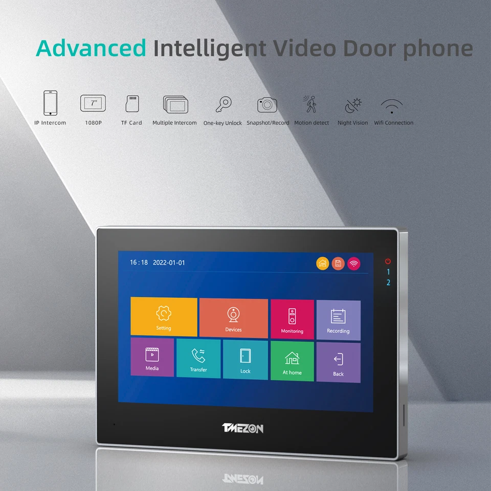 TMEZON WLAN Videocitofono 2 Fili Citofono Telecamera 4x Monitor Touchscreen RFID - Immagine 4 di 4