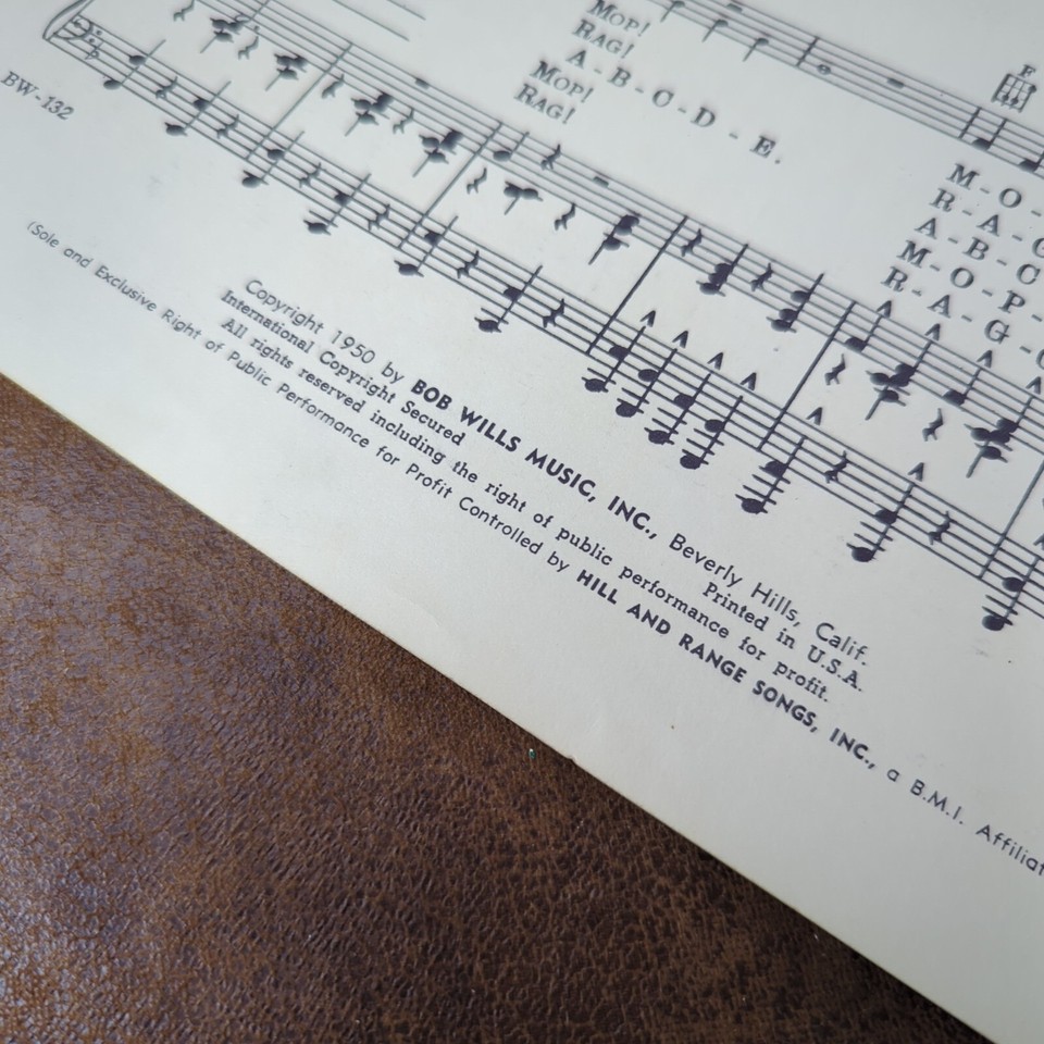 Rag Mop by Johnnie Lee Wills and Deacon Anderson (Vintage Sheet Music