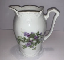 Vintage Textured White Floral Pitcher Vase Creamer Cottage Garden Unmarked