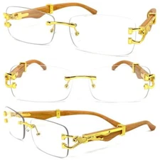 Men Classy Sophisticated Retro Modern Style Clear Lens EYE GLASSES Rimless Frame