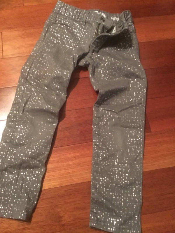 gap girl gray with sliver diamond printed jean pant size:5