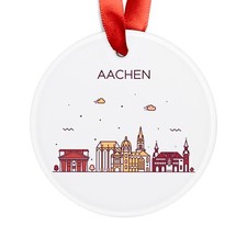 AACHEN GERMANY Skyline, German Travel, Personalized White Acrylic Ornament