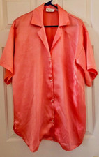 Victorias Secret Gold Label Silky Pajama/Night Shirt/PJTop Orange Sz M/L VTG EUC