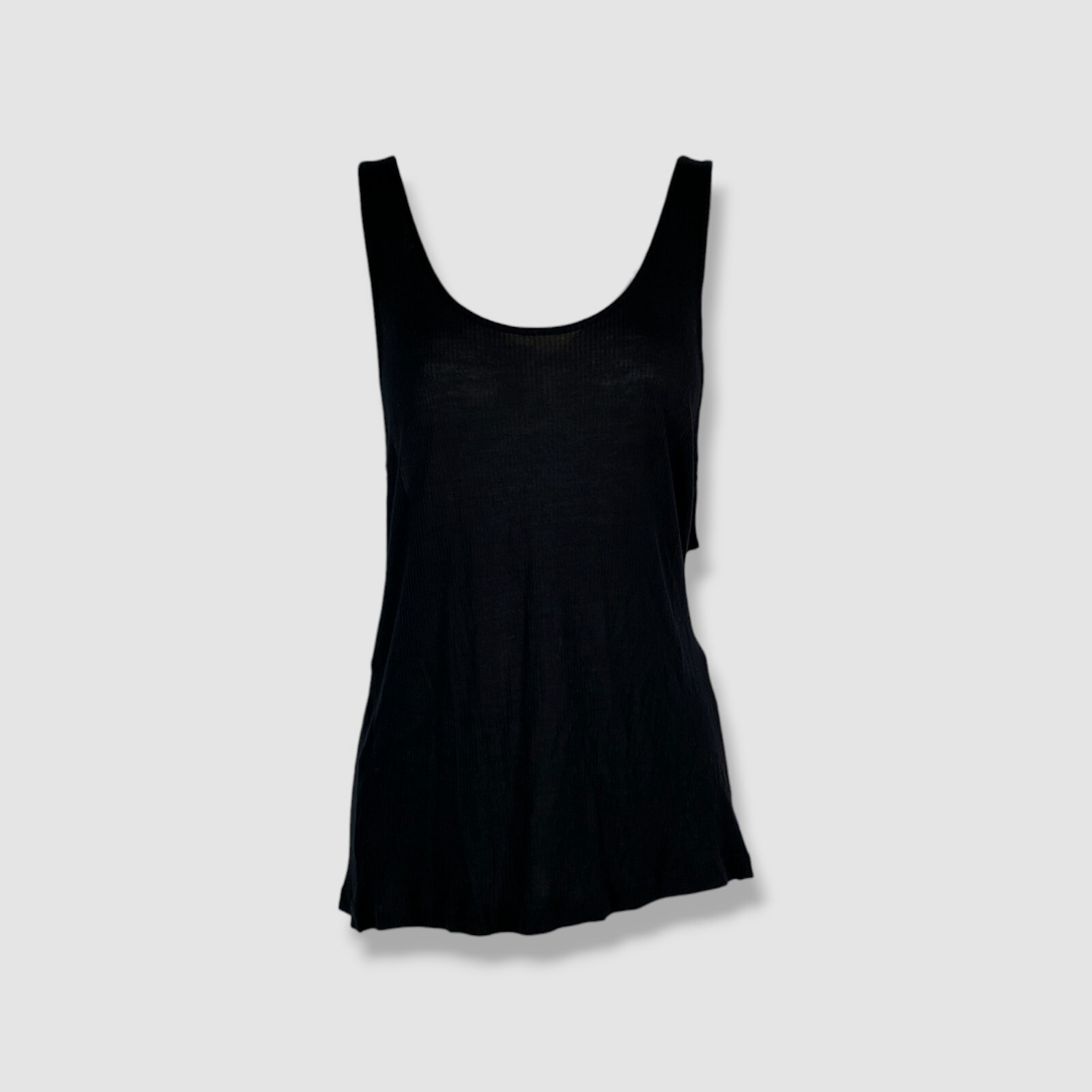 Canotta donna Saint Laurent nera a costine scollo a scoop senza maniche taglia XL