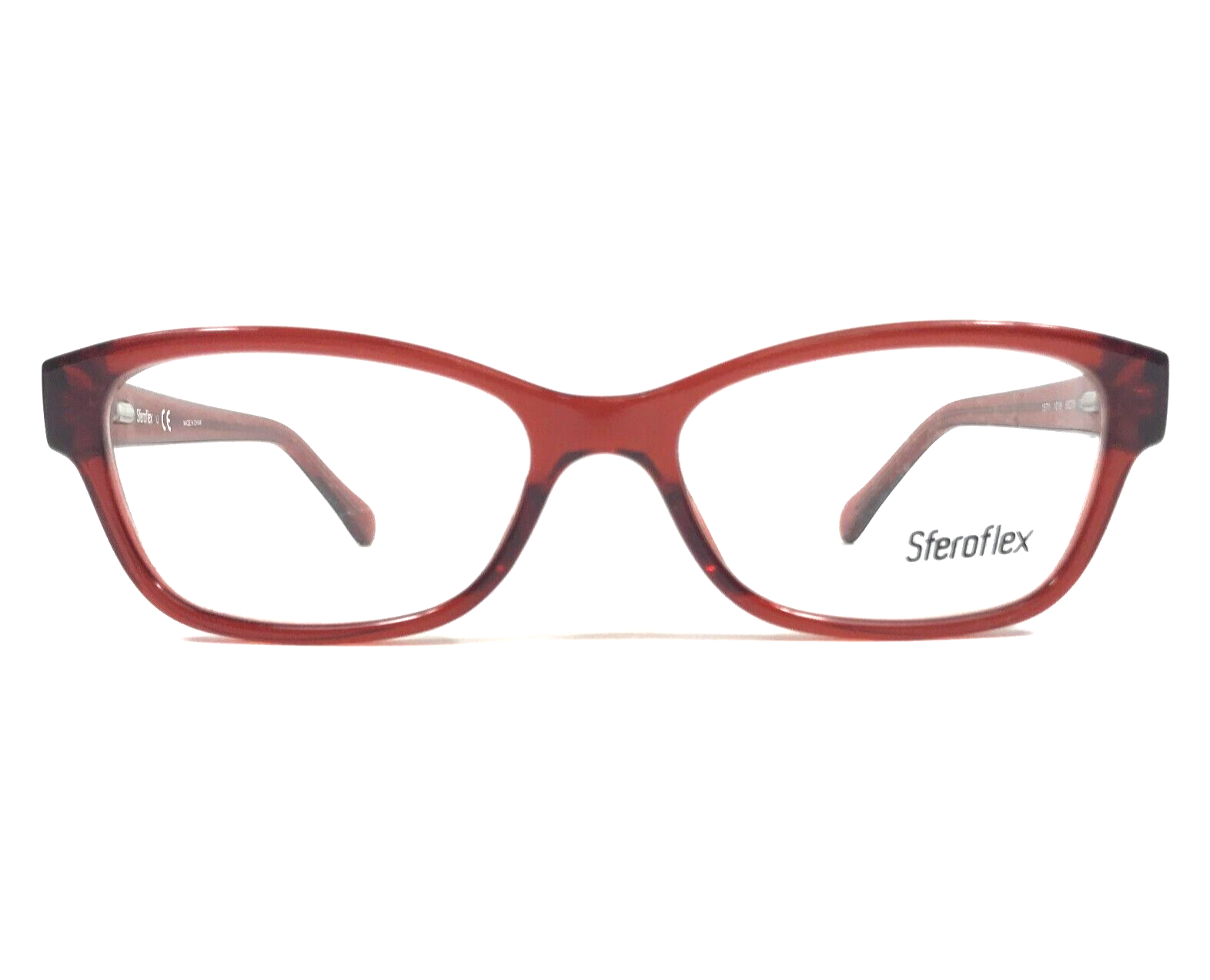 Sferoflex Eyeglasses Frames 1571 1018 Red Transparent Cat Eye Full Rim 50-15-135