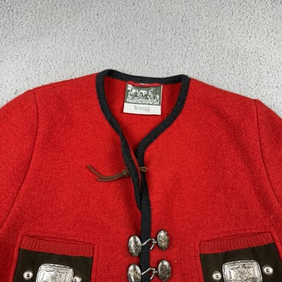 Wesenjak Tirol Sweater Womens Large Red Wool Metal Fastened Wesenjak Tirol Sweater Womens Large Red Wool Metal Fastened
