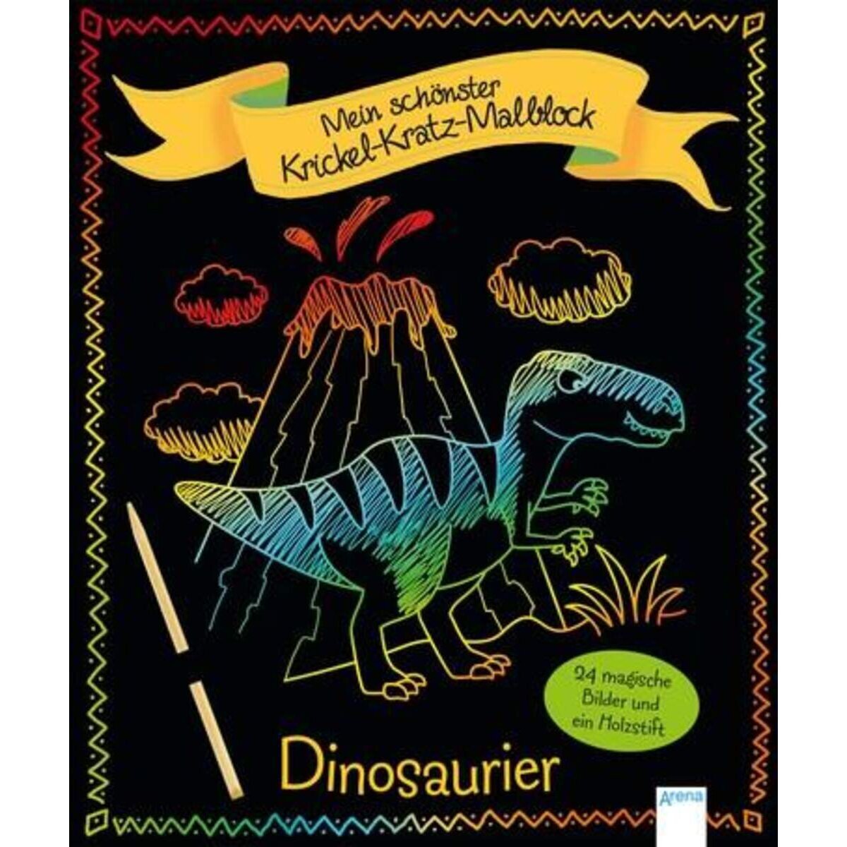Thumbnail - Arena Mein Schönster Krickel-kratz-malblock Dinosaurier