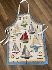 NWOT Vintage KAY DEE DESIGNS Apron Sailboats Apron 24"x32 Made in USA