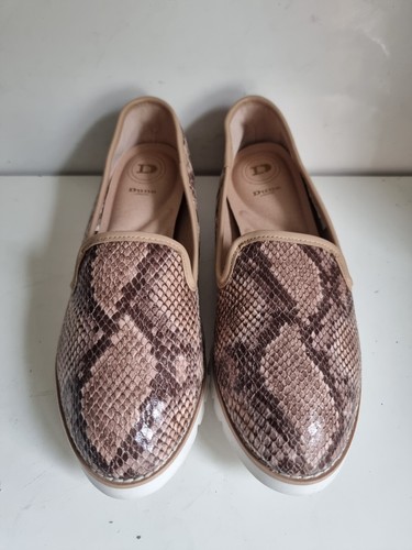 DUNE LONDON DESIGNER UK 4 EU 37 WOMENS BEIGE SNAKE LEATHER LOAFERS FLAT SHOES - Picture 2 of 15