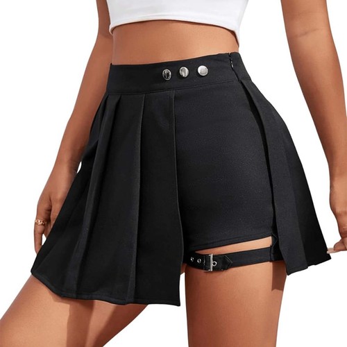 Women's Asymmetric Wrap Skirt With Leg Bands Casual Mini Skort For Leisure - Picture 11 of 12