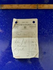 Vintage Le Riche's Stores Guernsey billhead cash sale recipt