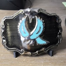 Patriotic Flying Wings Wide American Eagle Black Enamel metal framed buckle B68 