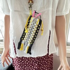 Handmade Macrame Glasses Case Australian New Holland Honeyeater Bird Colours