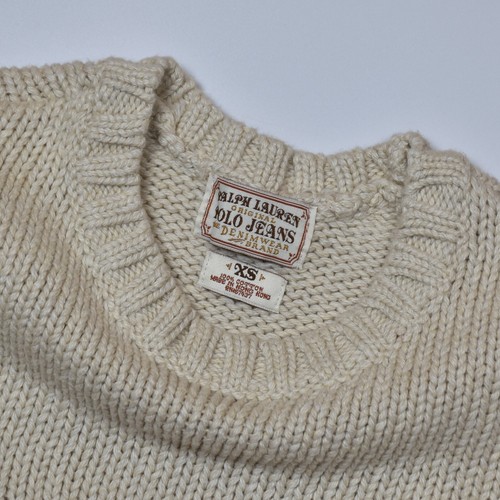 POLO Jeans Ralph Lauren Vintage Kids Boys Ivory Knit Pullover Sweater USA Flag - Picture 4 of 4