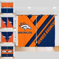 Denver Broncos 2PC Blackout Curtain Panels Bedroom Living Room Window Drapes