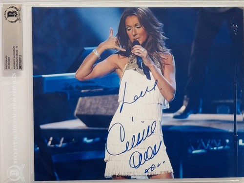 CELINE DION Signed Autograph Slabbed 8x10 Photo BAS Beckett GRADED 10