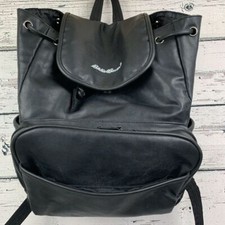 Eddie Bauer Black Faux Leather Backpack Versatile Travel Daypack Diaper Bag