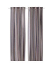 Ikea BERGSKRABBA 2 Gardinenschals, Blau/rot gestreift, 145x300 cm