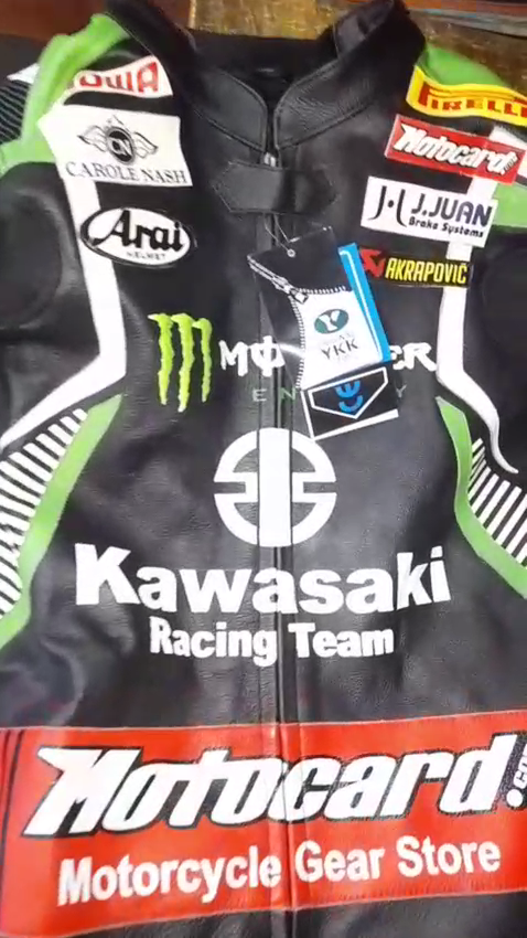 Kawasaki Ninja ZX-4RR Leather Motorcycle Jacket Men CE Armored