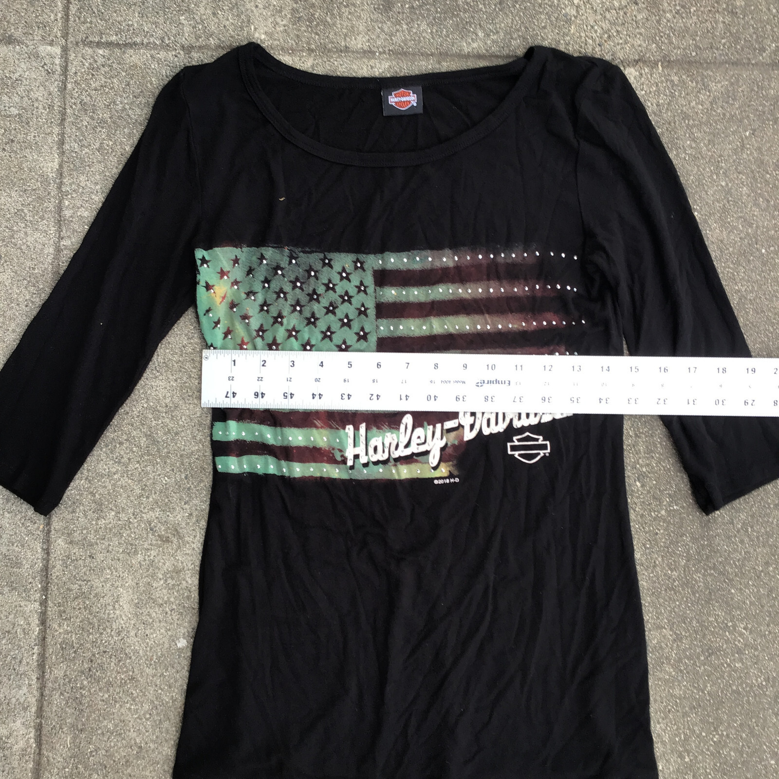 Camicia Harley Davidson bandiera americana fila whisky nera media strass 2018