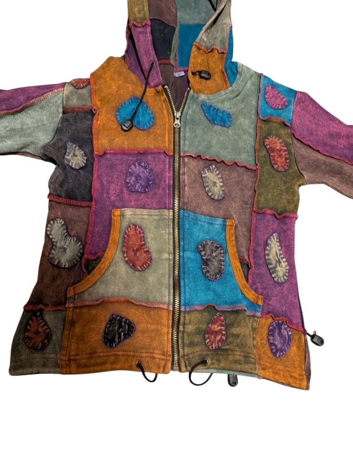 RISING INTERNATIONAL NEPAL HOODIE JACKET MEDIUM Hippie Psychedelic - Image 3 of 4