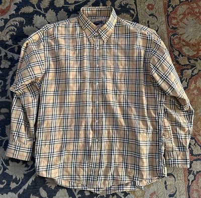 Burberry London Nova Check Shirt Mens XL Plaid Long Sleeve Button