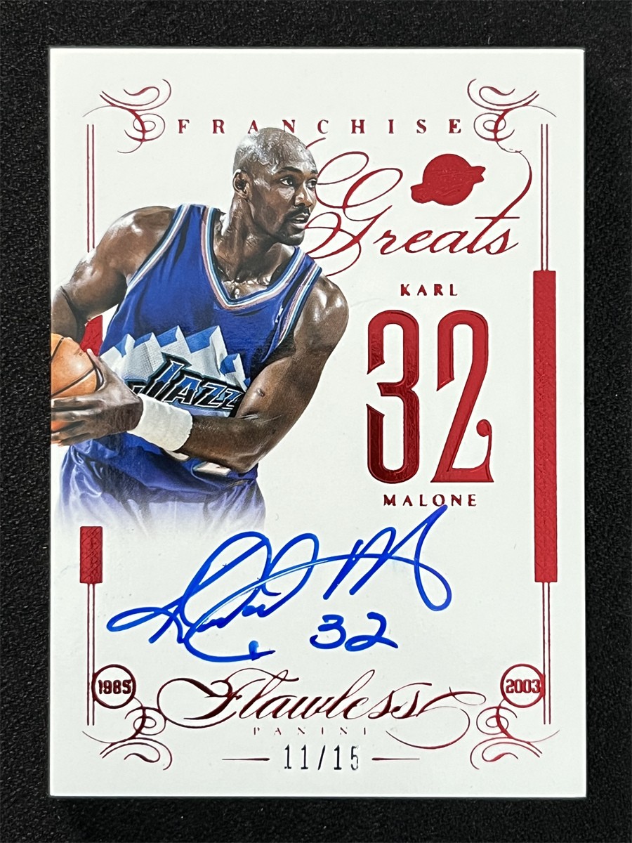 2013-14 Panini Flawless Karl Malone #FG-KM Ruby Franchise Greats Auto Jazz /15