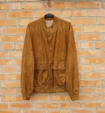 Galotti Men's Vintage Luxury Suede Leather Bomber Jacket made in Italy sz 52