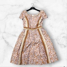 PRADA Floral Jacquard Dress Size 40 A-Line Nude Color Cotton Silk Blend